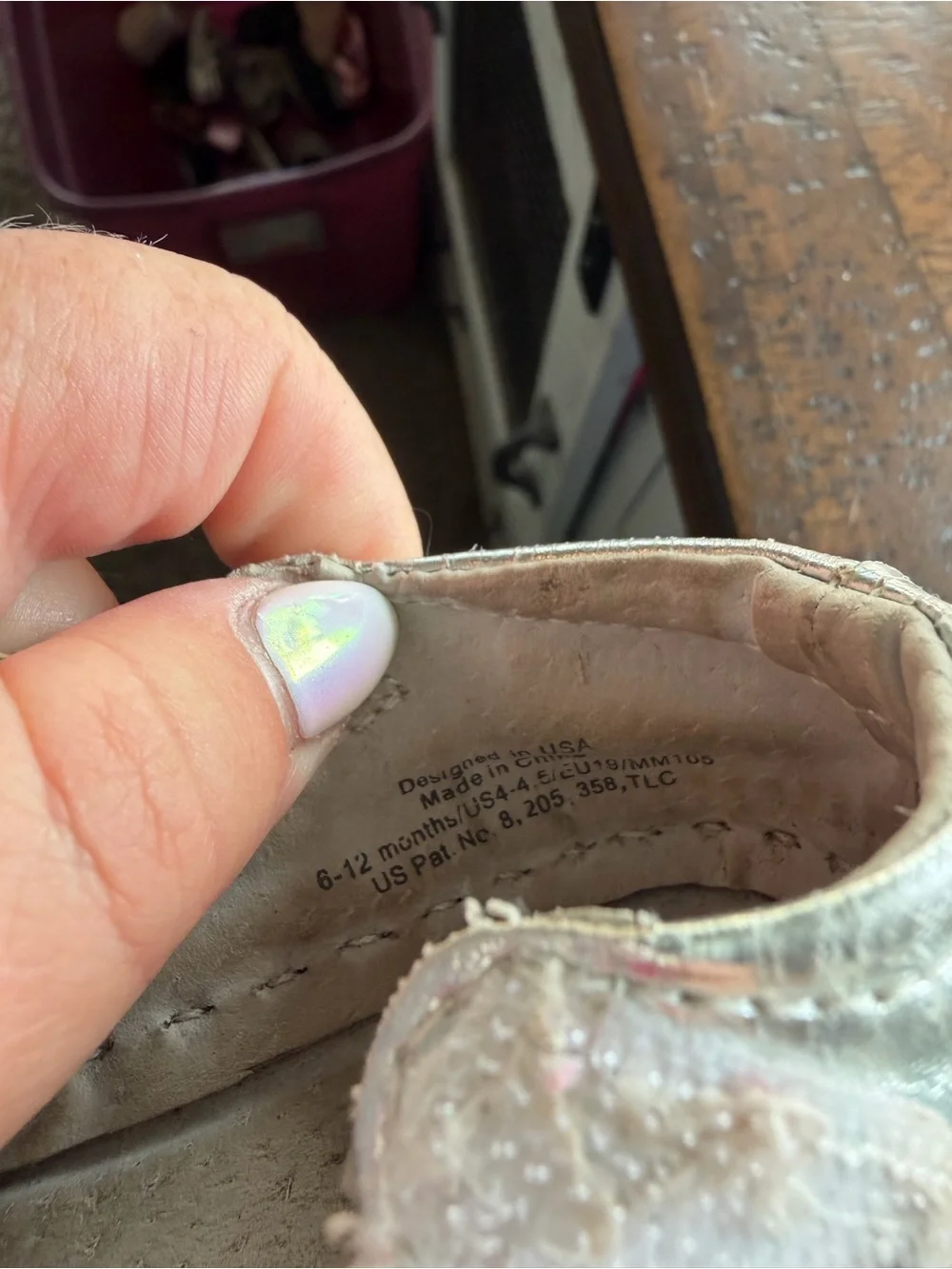 pediped Cream T-Strap Toddler Shoes with Metallic Silver Toe